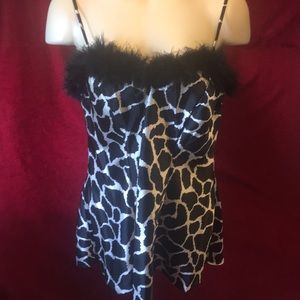 Size L Black Animal Print Silky Teddie